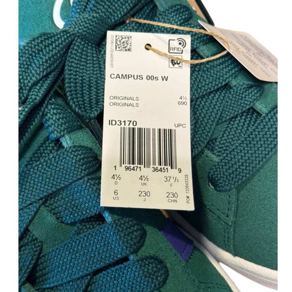 adidas Teal Green Suede Sneakers with Purple Stripes - Picture 8 of 10